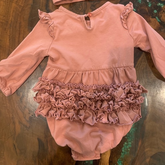 Ruffle butts dusty rose bubble with headband - Picture 2 of 4